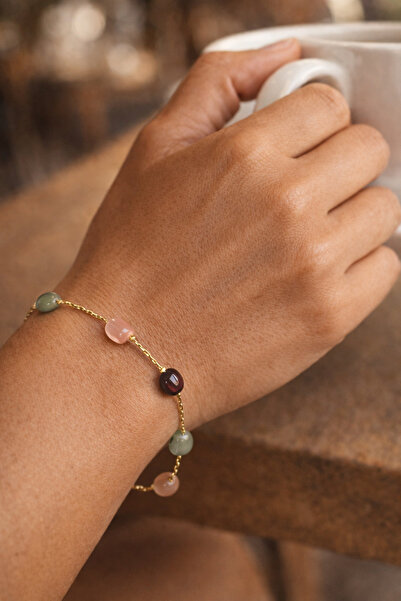 By Song Aksesuar Steel Chakra Natural Stone Bracelet