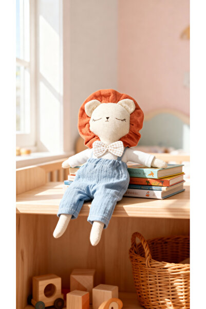 Atölye LİDYA El Yapımı Aslan Uyku Arkadaşı Oyuncak – %100 Pamuk Müslin Pantol...