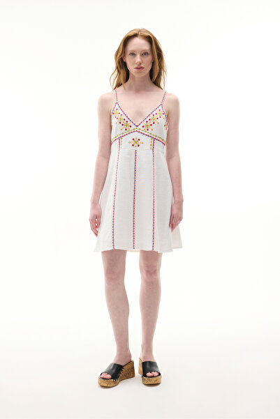 Mudo Embroidered Strappy A-Shaped Mini Dress