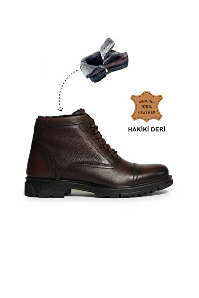 Geppetto Cizme maro pentru bărbați căptușit cu blană cu căptușeală caldă H pi...