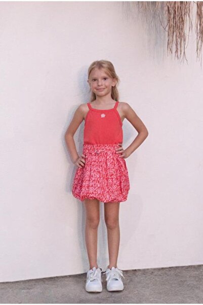 Panço KIZ ÇOCUK FLOWER GIRL ÇİÇEK BASKILI ATLET GKPN0108