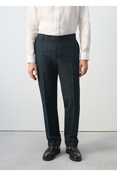 MANGO Man Düz kesim keten karışımlı diplomatik çizgili pantolon