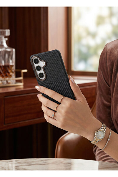 TechTrove غطاء كربون دي منقوش فاخر متوافق مع هاتف سامسونج جالاكسي إس26 مع ميز...