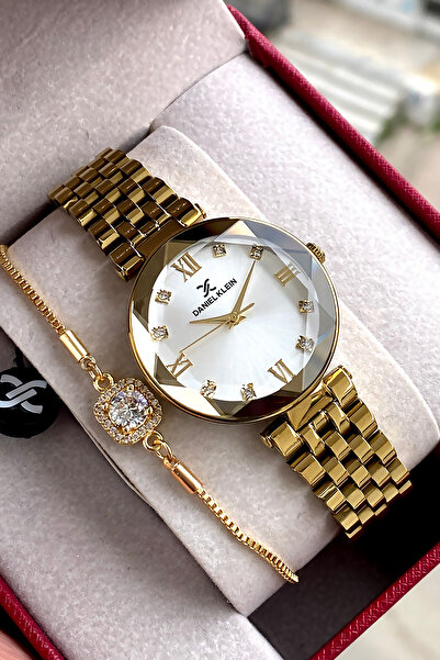 Daniel Klein ساعة يد نسائية أصلية 100% مع سوار هدية ذهبي اللون مقاوم للماء من...