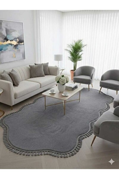 ALTUN CARPET Modern, din pluș, cu două capete, cu franjuri, talpă anti-alunec...