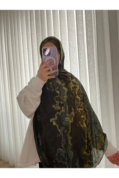 PARLA ATELİER Bambu Kraş Ebruli Desen Lacivert Fıstıkyeşili