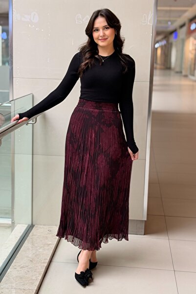 sentez giyim Sentez Efru Desen Kırıştırma Etek