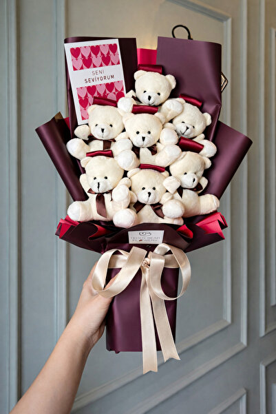u&b teddy bear flowers Sevgiliye Hediye Beyaz Aşk Ayıcık Buketi