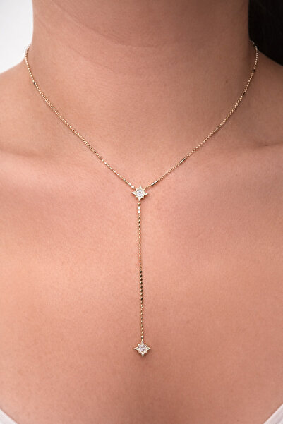 aryaaccesories Kutup yıldızı ezme zincir detaylı kolye
