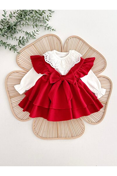 Jammybaby Luana Jile Elbise Fiyonklu %100 Pamuk Dantelli Çıtçıtlı Body Doğumg...