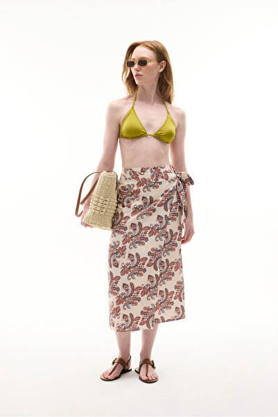 Mudo KRUVAZE BAĞLAMALI BASKILI MİDİ ETEK