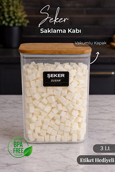 naturelove Wooden Vacuum Lid Candy Storage Box Jar 3000 ml Acrylic