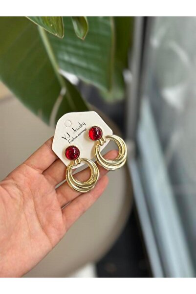 NOVAHAVEN أقراط حجر - أحمر كلاريت