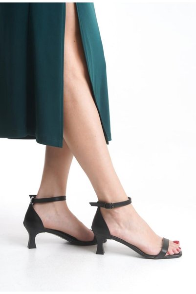 DX AYAKKABI Dx Women's Black Single Strap Low-Heel Shoes