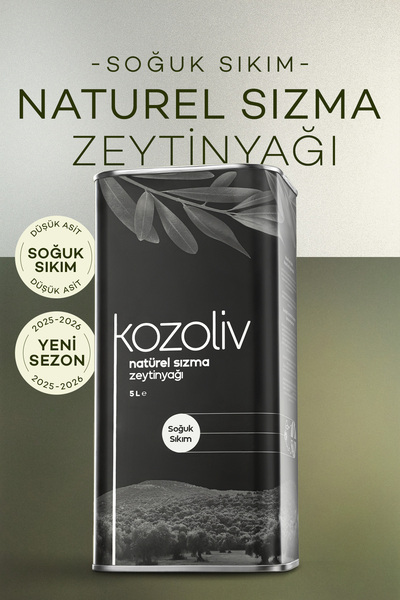 kozoliv SOĞUK SIKIM NATUREL SIZMA ZEYTİNYAĞI 5 LT TENEKE KUTU