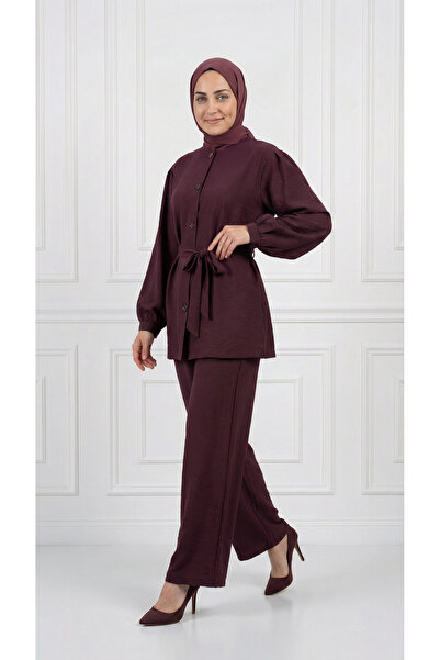 BENAHOLL Costum cu pantaloni cu mâneci elastice și nasturi în față-BN4401 Roș...