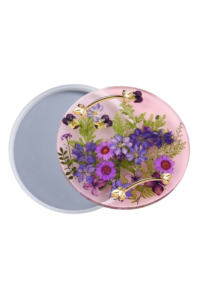 Getshopmini Epoksi Yuvarlak Tepsi Kalıbı Damat Tepsisi Kalıbı Silikon 18x18cm