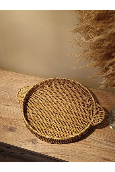 Paganca Medium Size Wicker Rattan Presentation Tray - Round Organizer