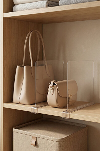 KHAKMA 6 Adet Çok Amaçlı Şeffaf Akrilik Dolap Raf Ayırıcı Düzenleyici Set 20x30 cm