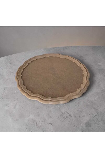 Home Ahşap-boyanabilir-yuvarlak-dekoratif Sunumluk Tepsi