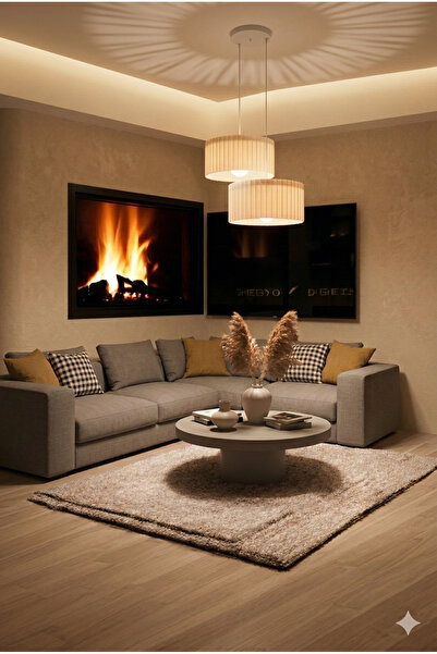 Depozee Bohem Stil Modern 2’li Beyaz Sarkıt Avize Rustik Ampul Hediyeli Şık A...