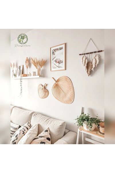 Renesse Home Liberya El Yapımı Palmiye Duvar Dekoru Büyük Boy Doğal Rattan Ha...