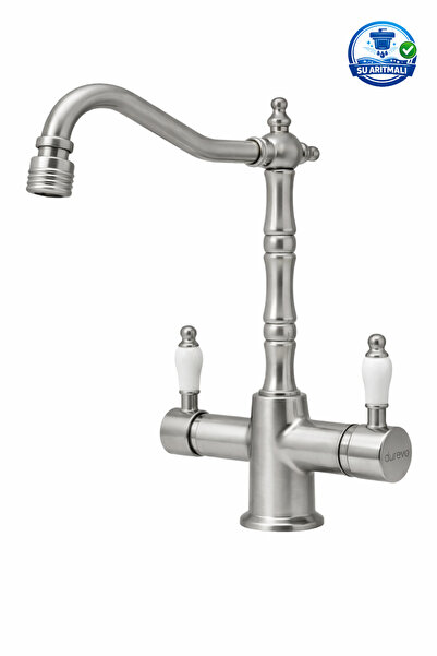 DUREVO صنبور مطبخ ريفي عتيق بتصميم زين - ميزة الرأس المتحرك - مقبض من البورسلين