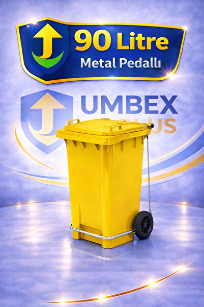 UMBEX PLUS Umbex Tıbbi Atık Plastik Pedallı Çöp Konteyneri 90 Litre Plastik K...