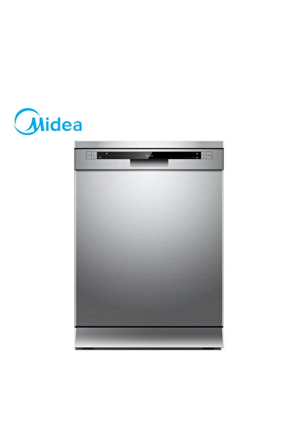Midea غسالة أطباق WQP125201CSEG - 12 مكانًا، 6 برامج، شاشة LED، فضي