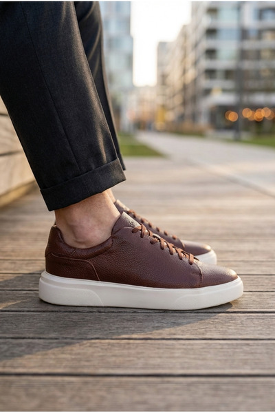 Lufian حذاء رياضي جلدي أسود للرجال من تومي