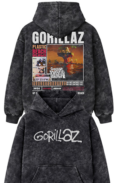 Fuddy Moda سويت شيرت بغطاء للرأس بلون بلاستيكي للجنسين - غطاء رأس غوريلاز كبي...