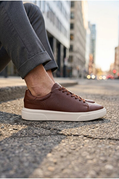 Lufian Tommy Erkek Deri Sneaker Komfort Taban Ayakkabı Taba 111230187