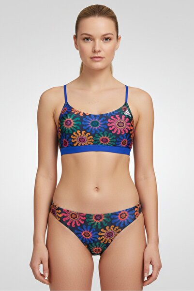 adidas Women 2 Pcs Graphic Print Padded Bikini Set, Blue