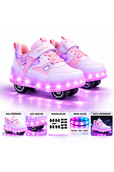 sepona PATENLİ CIRTLI IŞIKLI SPOR AYAKKABISI 4 TEKERLEKLİ PATEN –IŞIKLARI ON/...