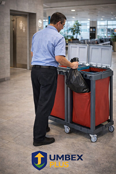 UMBEX PLUS Tekli Çöp Temizlik Arabası,Çöp Toplama Arabası,Kat Arabası