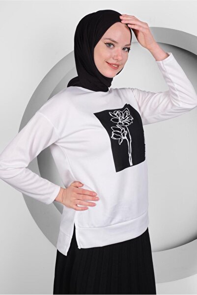 TRENDTESETTÜR KADIN SİYAH BASKILI PİLİSELİ ETEKLİ TAKIM T 50028