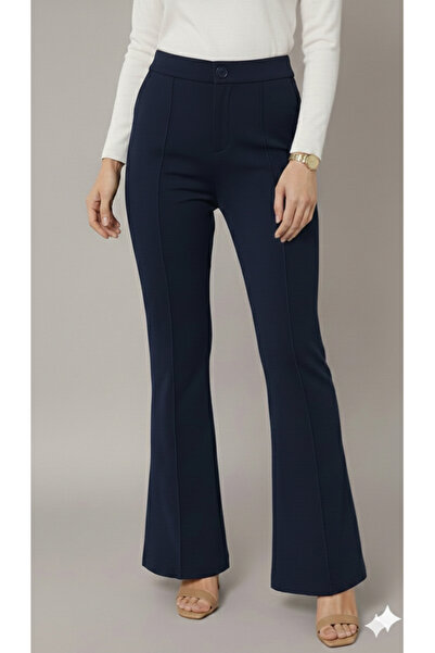 ECEYLÜL MODA LACİVERT SCUBA KREP ÖNÜ ÇIMALI İ evazat ANTOLON (preț special pe...