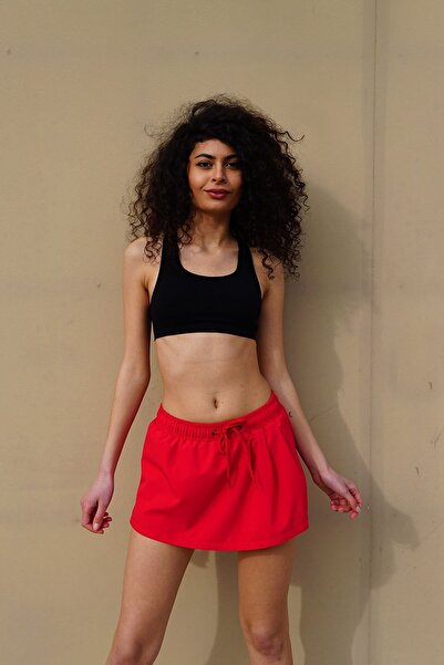 C&City Dámske lycrové plavkové šortky sukňa C1810 červená