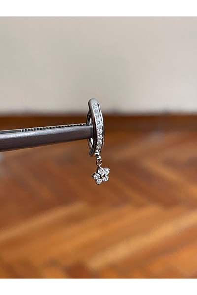 Rupen Kraft Çiçek Sallantılı Zirkon Titanyum Klips Göbek Piercing Ultraliğht ...