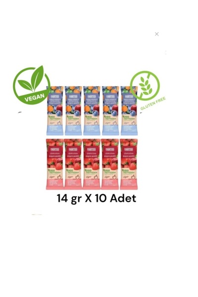 Harras 14 جرام × 10 قطع من حبوب الفاكهة النباتية - الفراولة والتفاح والتوت