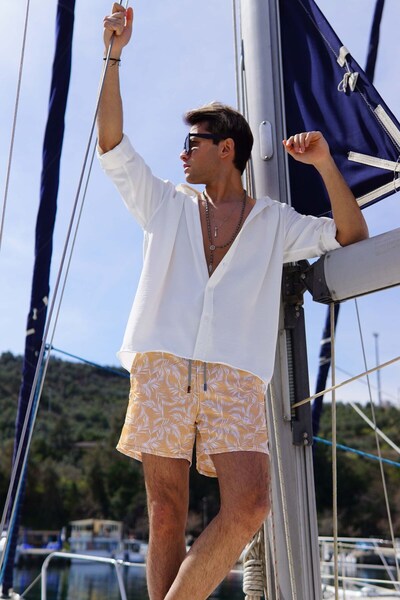 C&City Men's Digital Printed Swim Shorts C1158 Orange