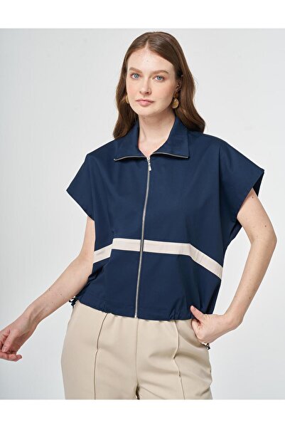 KYR Contrast Piping Vest Dark Navy Blue