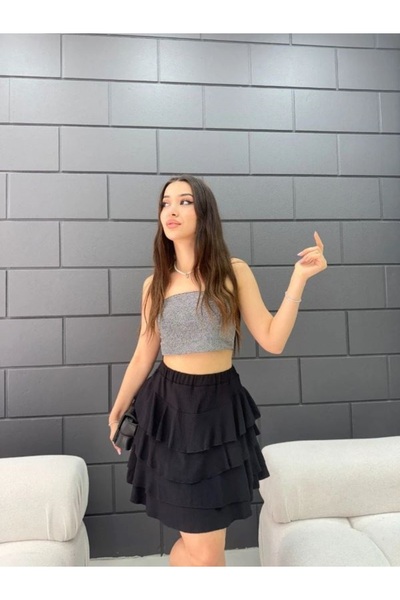 Butik Μίνι σορτς φούστα με βολάν με λεπτομέρεια ψηλόμεση βισκόζη