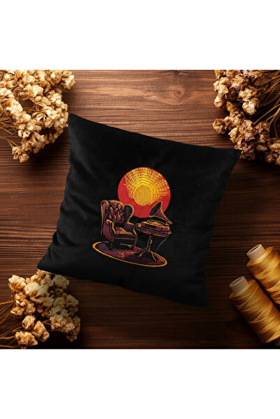 harmony factory Canapea vintage brodata neagra Husă de pernă pentru canapea ,...