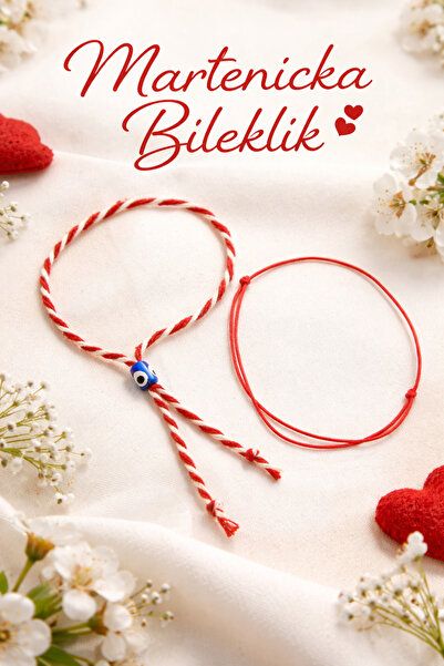 Crystal Atelier Kırmızı Ip Bileklik Ve Dilek Bilekliği Marteniçka Set