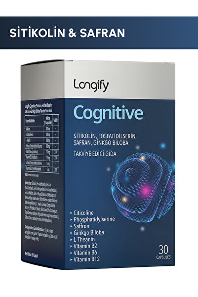Longify Cognitive Sitikolin, Fosfatidilserin, Safran, Ginkgo Biloba, L-Teanin...