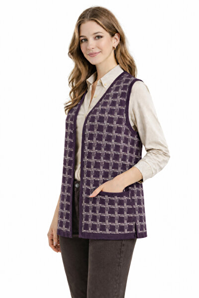 GLCN by Gülcan سترة تريكو مربعة الشكل بدون أزرار