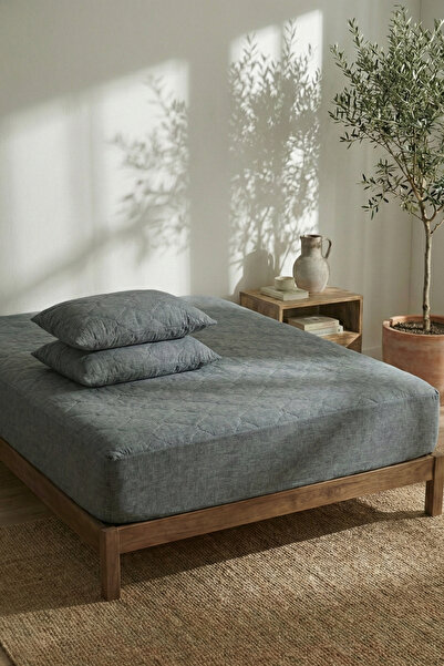 Nart Home Yatak ve Yastık Alezi Seti Pamuklu Kapitone Fitted Full Kenar Sıvı Geçirmez Yatak Koruyucu Gri