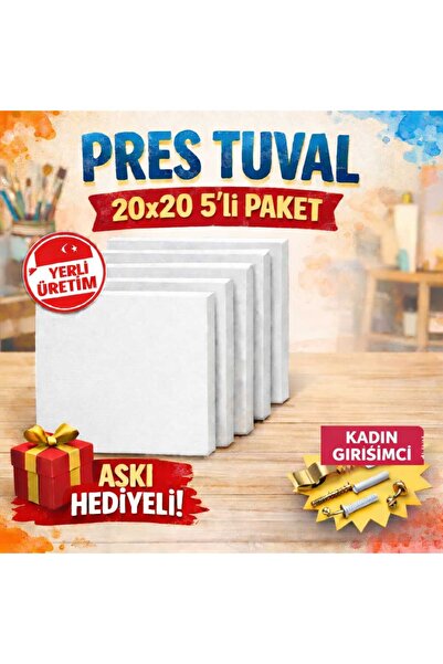 mercan tuval Mercan Pres Tuval 20 Cm X 20 Cm 5 Li Paket