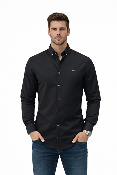 QS DENİM Erkek Slim Fit Likralı Kırışmayan Gömlek